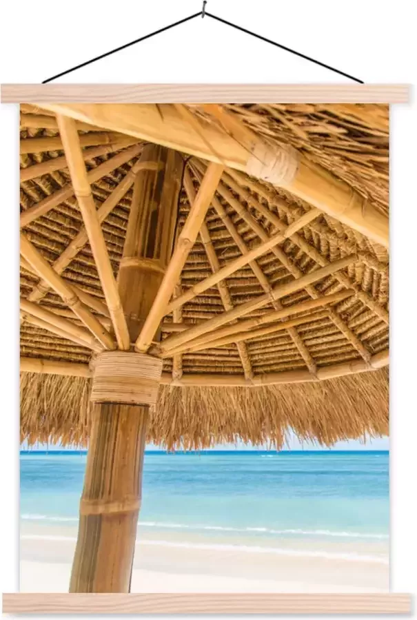 TextilePosters Posterhanger incl. Poster 60x80 cm Schoolplaat Parasol Strand Zee Tropisch Textielposter Blanke latten