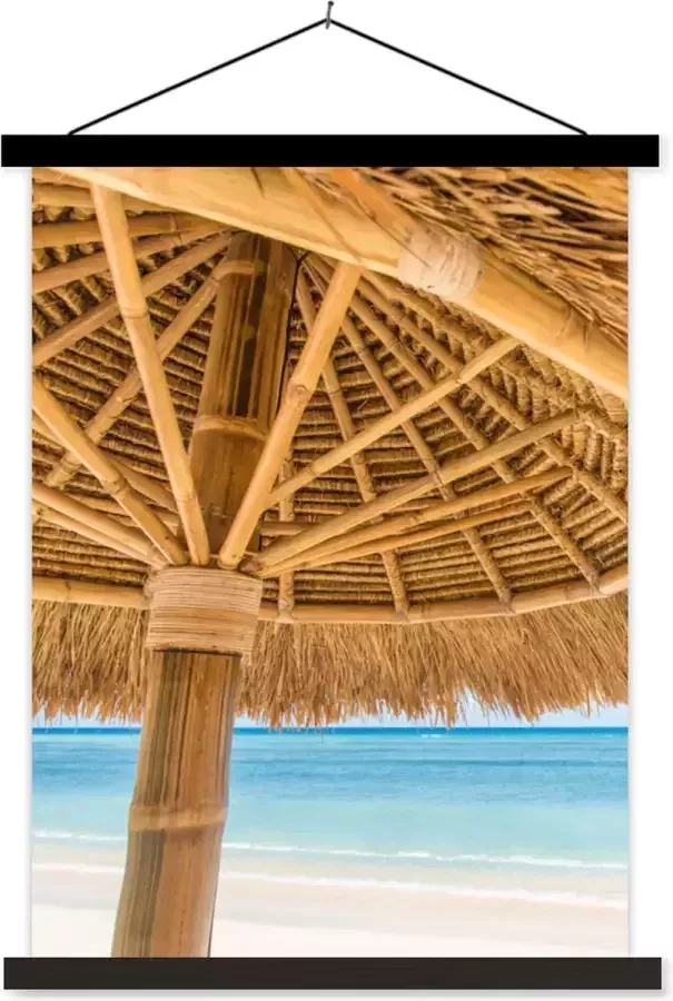 TextilePosters Posterhanger incl. Poster 60x80 cm Schoolplaat Parasol Strand Zee Tropisch Textielposter Zwarte latten