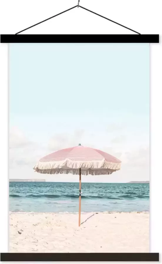 TextilePosters Posterhanger incl. Poster Schoolplaat Parasol Strand Zee Wolken 120x180 cm Zwarte latten