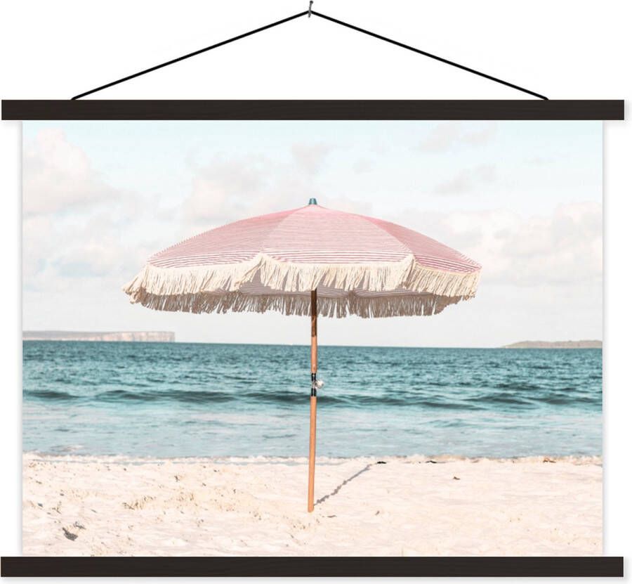 TextilePosters Posterhanger incl. Poster Schoolplaat Parasol Strand Zee Wolken 150x113 cm Zwarte latten