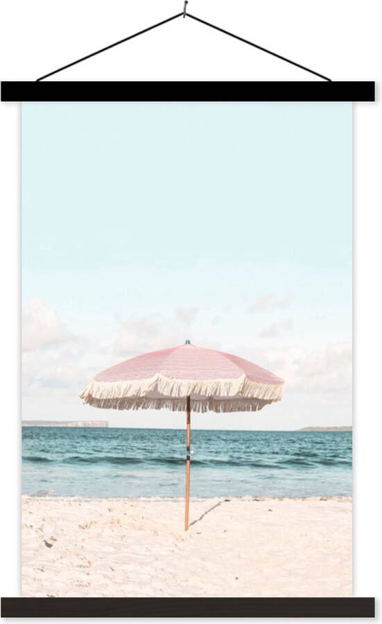 TextilePosters Posterhanger incl. Poster Schoolplaat Parasol Strand Zee Wolken 40x60 cm Zwarte latten