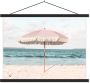 TextilePosters Posterhanger incl. Poster Schoolplaat Parasol Strand Zee Wolken 60x45 cm Zwarte latten - Thumbnail 1
