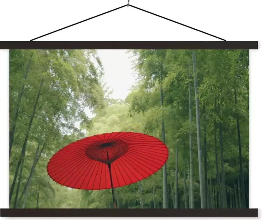 TextilePosters Posterhanger incl. Poster Schoolplaat Rode papieren parasol 60x40 cm Zwarte latten