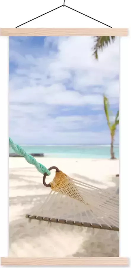 TextilePosters Posterhanger incl. Poster Schoolplaat Strand Boot Hangmat 40x80 cm Blanke latten