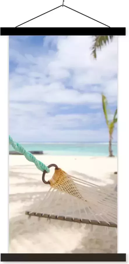 TextilePosters Posterhanger incl. Poster Schoolplaat Strand Boot Hangmat 40x80 cm Zwarte latten