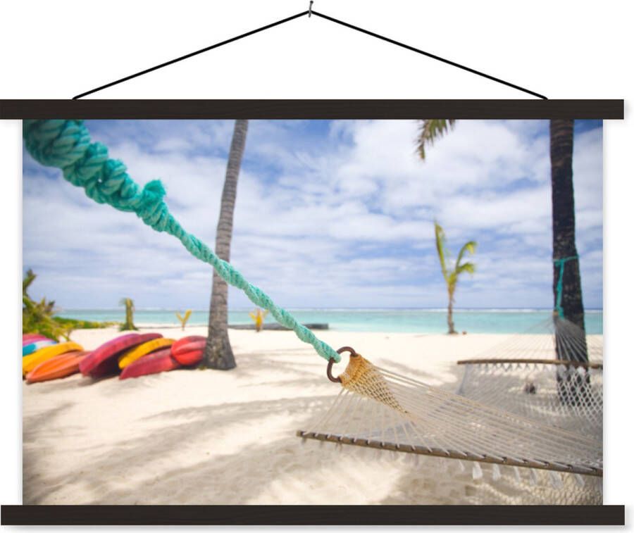 TextilePosters Posterhanger incl. Poster Schoolplaat Strand Boot Hangmat 60x40 cm Zwarte latten - Foto 1