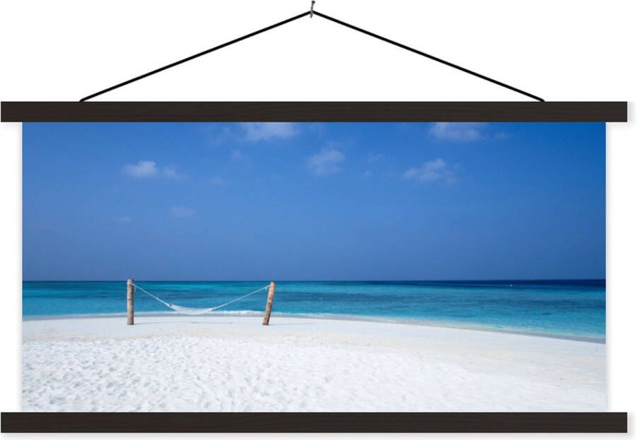 TextilePosters Posterhanger incl. Poster Schoolplaat Strand Hangmat Lucht 120x60 cm Zwarte latten