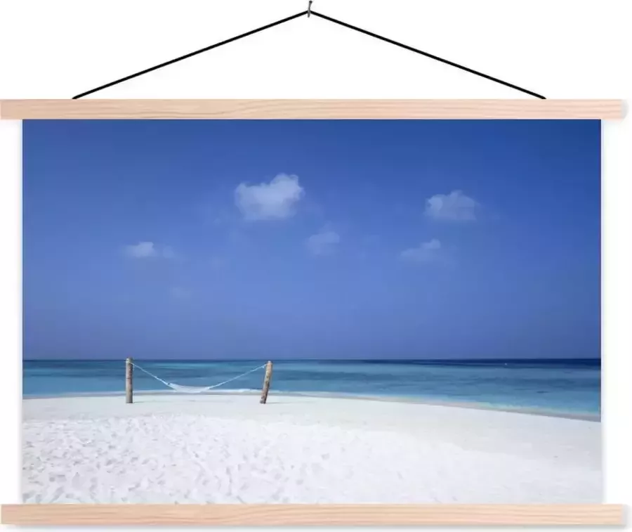 TextilePosters Posterhanger incl. Poster 120x80 cm Schoolplaat Strand Hangmat Lucht Textielposter Blanke latten