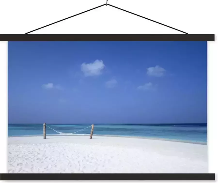 TextilePosters Posterhanger incl. Poster 120x80 cm Schoolplaat Strand Hangmat Lucht Textielposter Zwarte latten