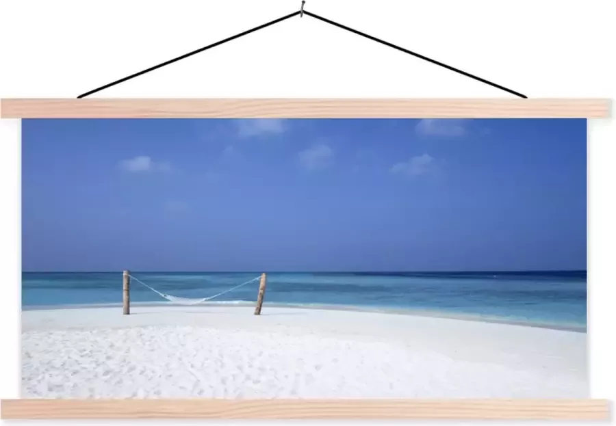 TextilePosters Posterhanger incl. Poster 150x75 cm Schoolplaat Strand Hangmat Lucht Textielposter Blanke latten