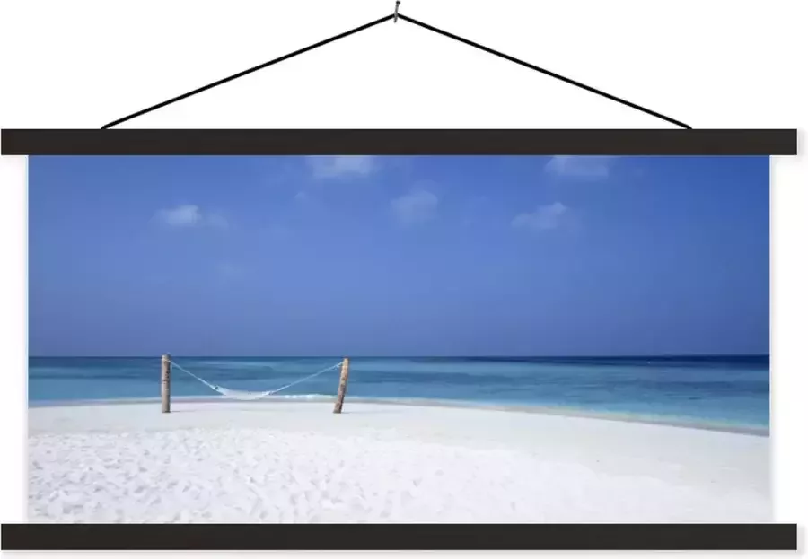 TextilePosters Posterhanger incl. Poster 150x75 cm Schoolplaat Strand Hangmat Lucht Textielposter Zwarte latten