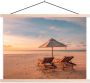 TextilePosters Posterhanger incl. Poster Schoolplaat Strand Ligbed Parasol 150x113 cm Blanke latten - Thumbnail 2