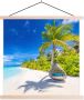 TextilePosters Posterhanger incl. Poster Schoolplaat Strand Palm Hangstoel 120x120 cm Blanke latten - Thumbnail 2