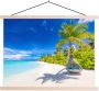 TextilePosters Posterhanger incl. Poster Schoolplaat Strand Palm Hangstoel 120x90 cm Blanke latten - Thumbnail 2