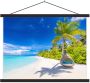 TextilePosters Posterhanger incl. Poster Schoolplaat Strand Palm Hangstoel 120x90 cm Zwarte latten - Thumbnail 1