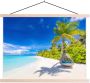 TextilePosters Posterhanger incl. Poster Schoolplaat Strand Palm Hangstoel 150x113 cm Blanke latten - Thumbnail 1