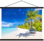 TextilePosters Posterhanger incl. Poster Schoolplaat Strand Palm Hangstoel 150x113 cm Zwarte latten - Thumbnail 1