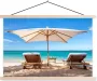 TextilePosters Posterhanger incl. Poster Schoolplaat Strand Parasol Ligbed 120x80 cm Blanke latten - Thumbnail 2