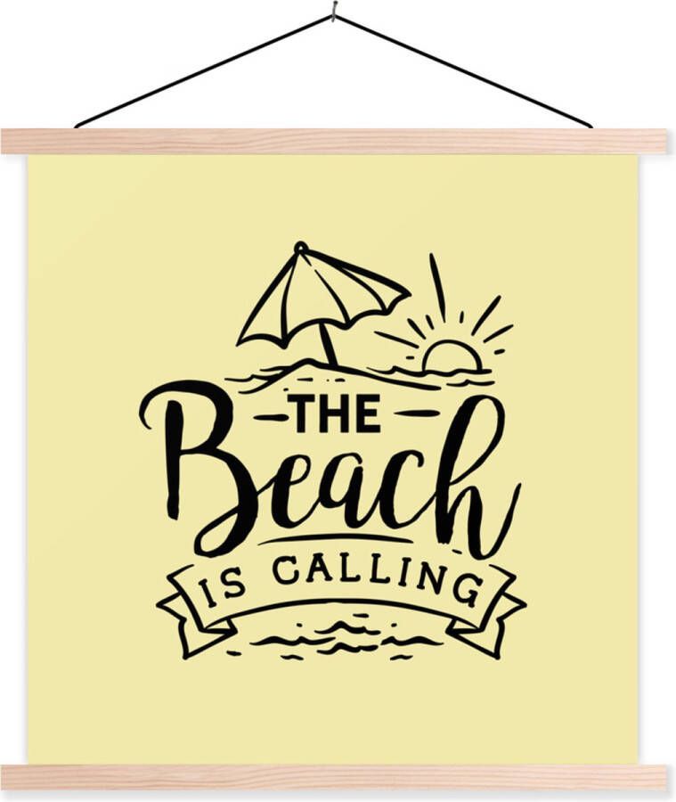 TextilePosters Posterhanger incl. Poster Schoolplaat Strand Parasol Quotes 120x120 cm Blanke latten