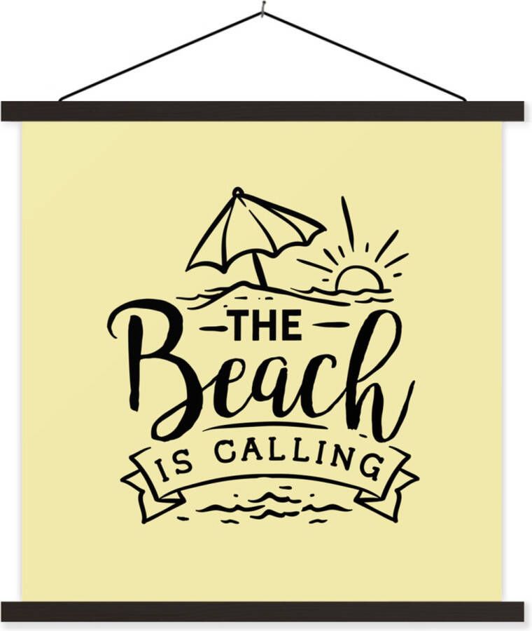 TextilePosters Posterhanger incl. Poster Schoolplaat Strand Parasol Quotes 90x90 cm Zwarte latten