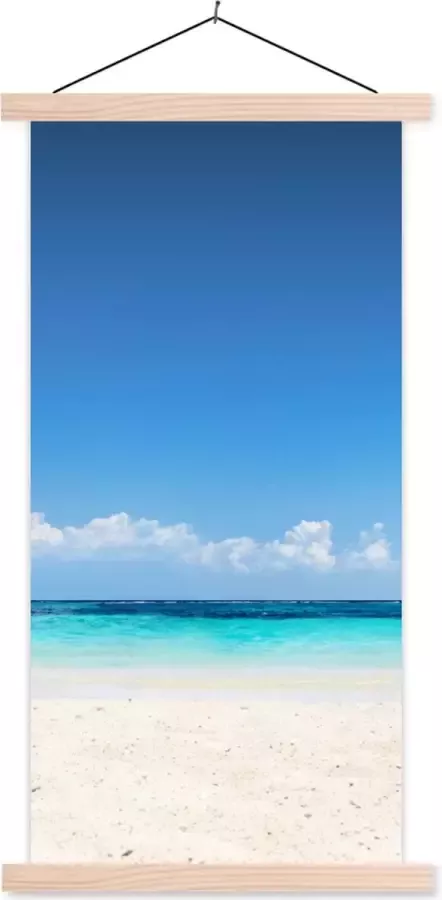 TextilePosters Posterhanger incl. Poster Schoolplaat Strand Parasol Zee 60x120 cm Blanke latten