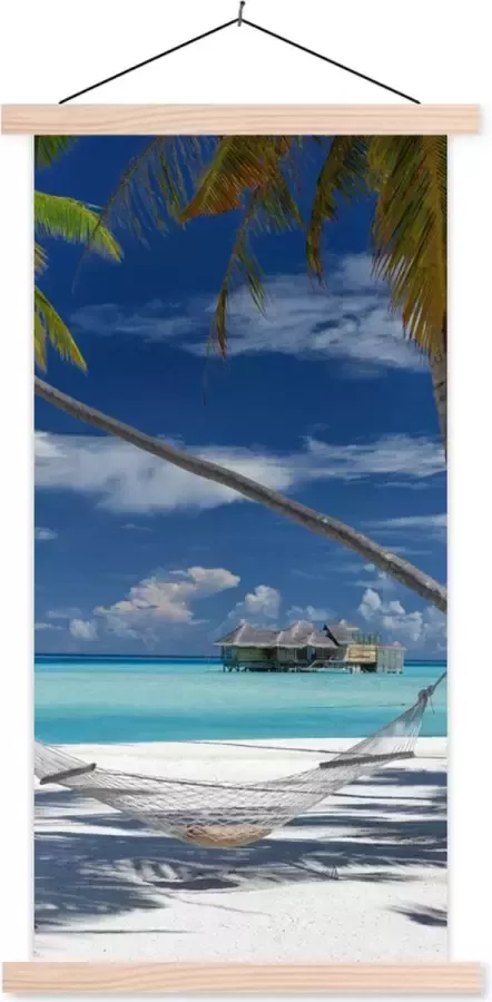 TextilePosters Posterhanger incl. Poster 40x80 cm Schoolplaat Strand Zomer Hangmat Textielposter Blanke latten