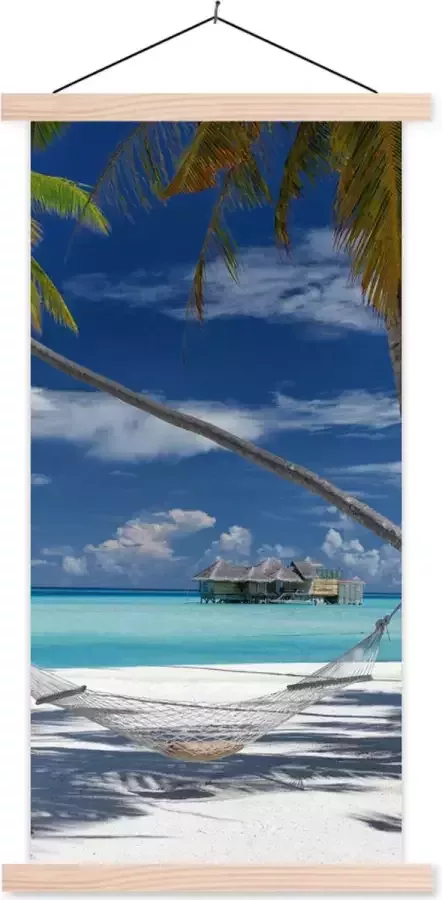 TextilePosters Posterhanger incl. Poster 60x120 cm Schoolplaat Strand Zomer Hangmat Textielposter Blanke latten
