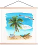 TextilePosters Posterhanger incl. Poster Schoolplaat Strandstoel Parasol Palmboom 40x40 cm Blanke latten - Thumbnail 2