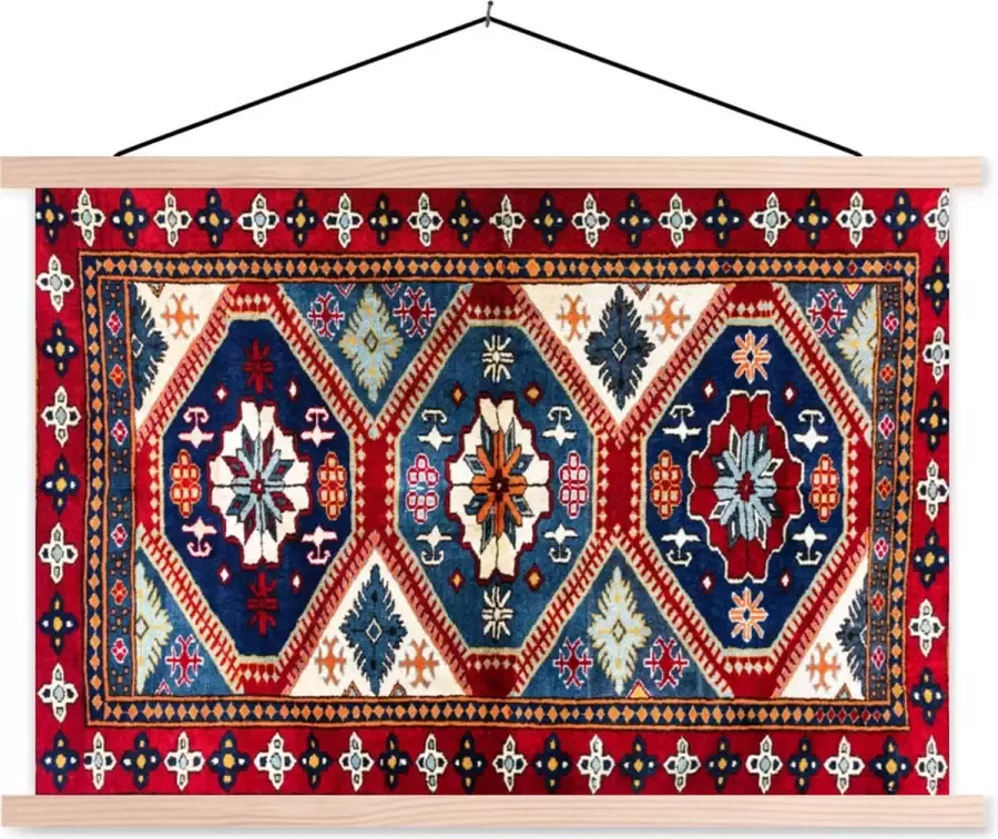 TextilePosters Posterhanger incl. Poster Schoolplaat Tapijt Patronen Vloerkleed 150x100 cm Blanke latten