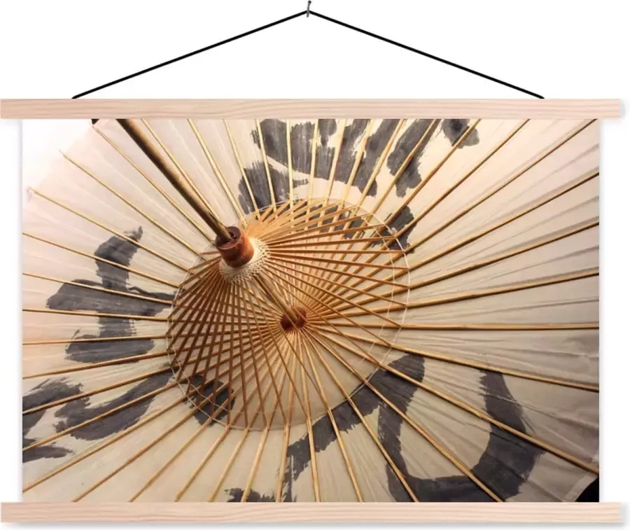 TextilePosters Posterhanger incl. Poster Schoolplaat Traditionele papieren parasol 120x80 cm Blanke latten