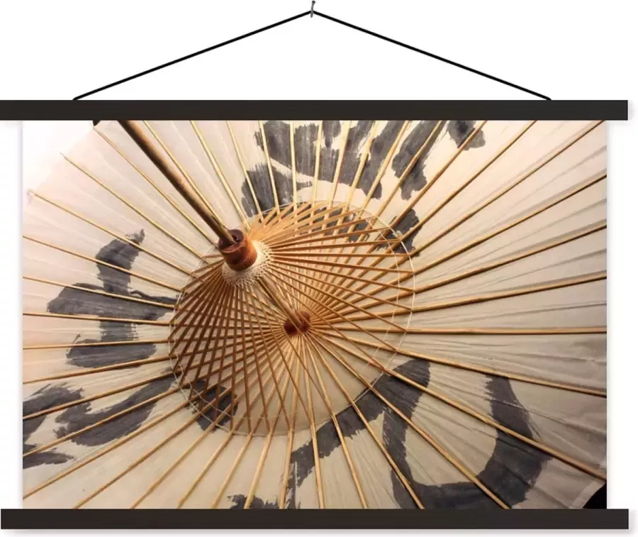 TextilePosters Posterhanger incl. Poster Schoolplaat Traditionele papieren parasol 90x60 cm Zwarte latten