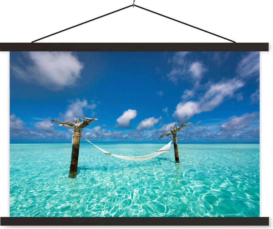 TextilePosters Posterhanger incl. Poster Schoolplaat Zee Hangmat Lucht 60x40 cm Zwarte latten - Foto 1