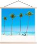 TextilePosters Posterhanger incl. Poster Schoolplaat Zee Palmbomen Hangmat 40x40 cm Blanke latten - Thumbnail 2