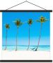 TextilePosters Posterhanger incl. Poster Schoolplaat Zee Palmbomen Hangmat 60x60 cm Zwarte latten - Thumbnail 1