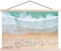 TextilePosters Posterhanger incl. Poster Schoolplaat Zee Strand Parasols Water Zomer 120x80 cm Blanke latten - Thumbnail 1
