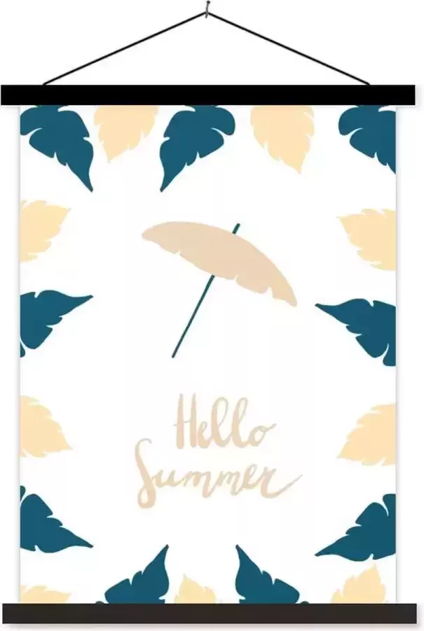TextilePosters Posterhanger incl. Poster 120x160 cm Schoolplaat Zomer Parasol Veren Textielposter Zwarte latten