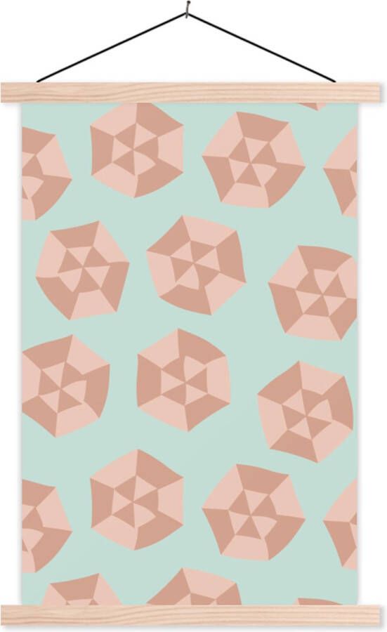 TextilePosters Posterhanger incl. Poster Schoolplaat Zomer Parasols Abstract 120x180 cm Blanke latten