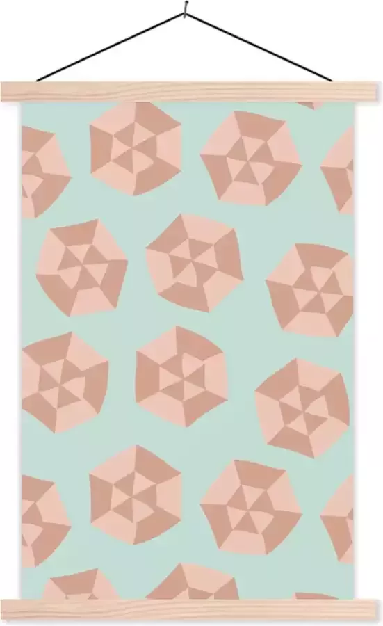 TextilePosters Posterhanger incl. Poster 120x180 cm Schoolplaat Zomer Parasols Abstract Textielposter Blanke latten