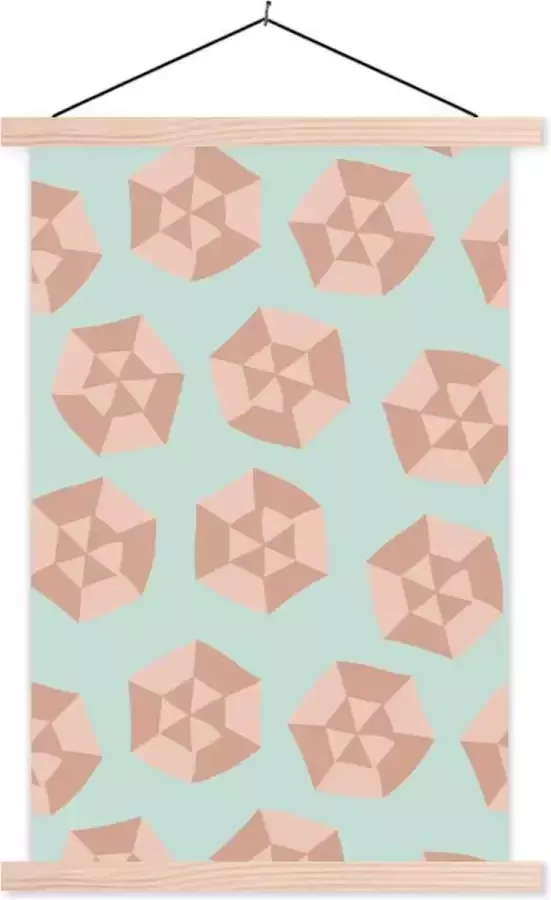 TextilePosters Posterhanger incl. Poster 40x60 cm Schoolplaat Zomer Parasols Abstract Textielposter Blanke latten