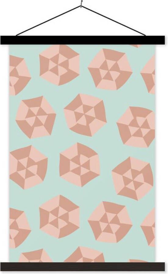 TextilePosters Posterhanger incl. Poster Schoolplaat Zomer Parasols Abstract 40x60 cm Zwarte latten