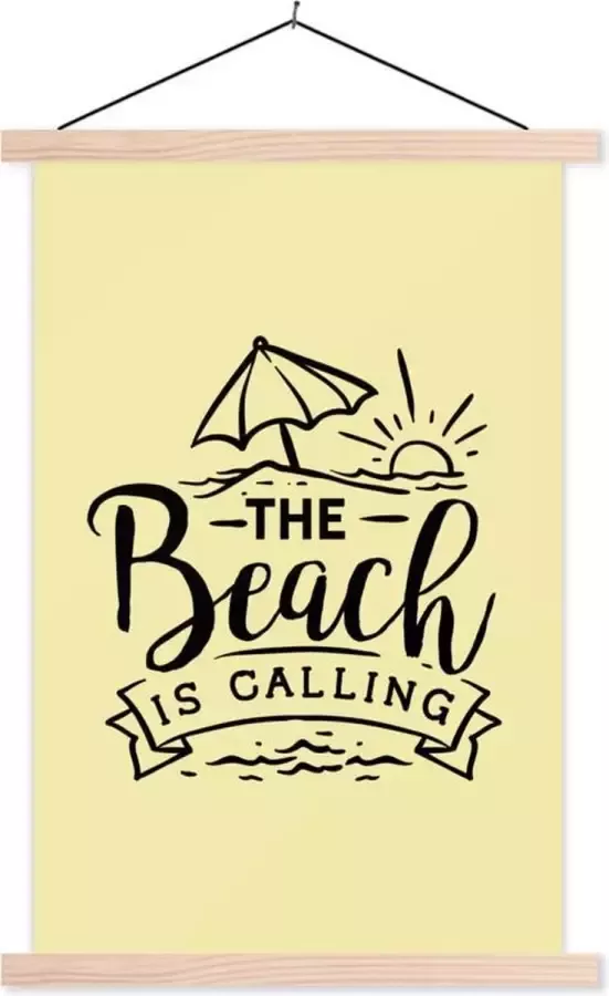 TextilePosters Posterhanger incl. Poster 40x60 cm Schoolplaat Zomer Strand Parasol Spreuken Textielposter Blanke latten
