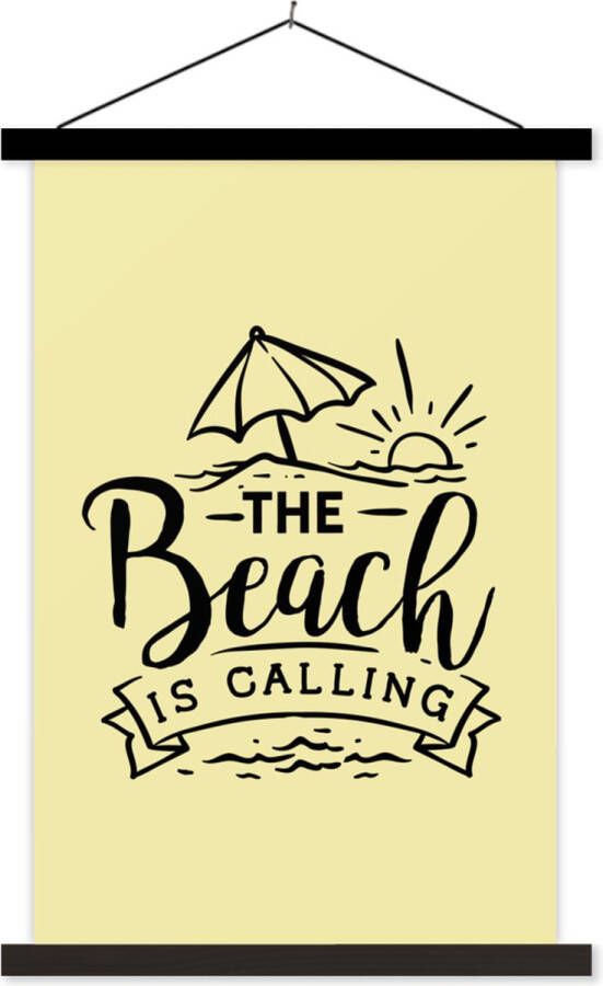 TextilePosters Posterhanger incl. Poster Schoolplaat Zomer Strand Parasol Spreuken 40x60 cm Zwarte latten