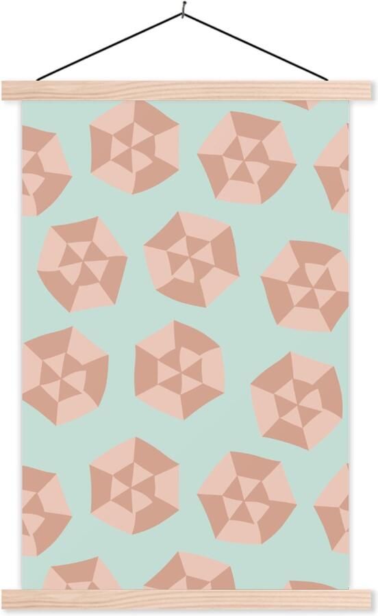TextilePosters Posterhanger incl. Poster 40x60 cm Schoolplaat Zomer Parasols Abstract Textielposter Blanke latten