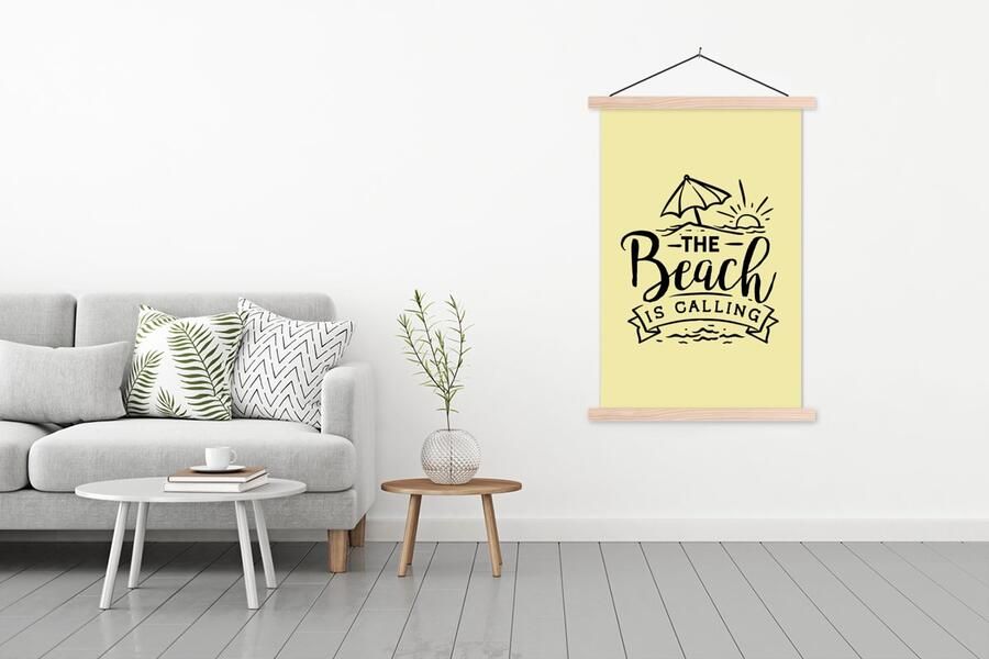 TextilePosters Posterhanger incl. Poster 120x180 cm Schoolplaat Zomer Strand Parasol Spreuken Textielposter Blanke latten - Foto 2