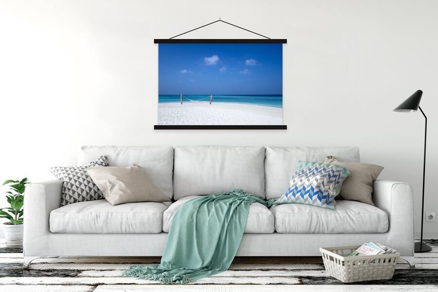 TextilePosters Posterhanger incl. Poster 120x80 cm Schoolplaat Strand Hangmat Lucht Textielposter Zwarte latten - Foto 2