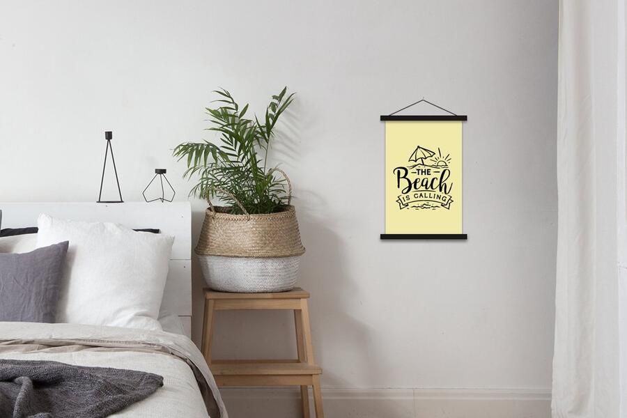 TextilePosters Posterhanger incl. Poster 40x60 cm Schoolplaat Zomer Strand Parasol Spreuken Textielposter Zwarte latten - Foto 2