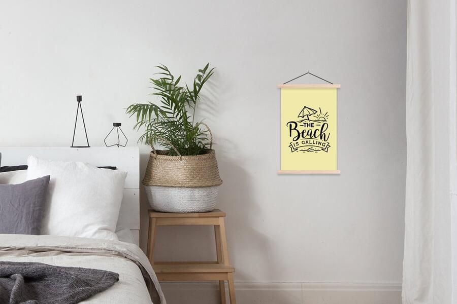 TextilePosters Posterhanger incl. Poster 40x60 cm Schoolplaat Zomer Strand Parasol Spreuken Textielposter Blanke latten - Foto 2