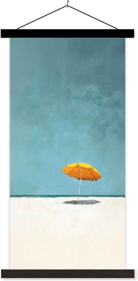 TextilePosters Posterhanger incl. Poster 60x120 cm Schoolplaat Parasol Geel Strand Zee Textielposter Zwarte latten