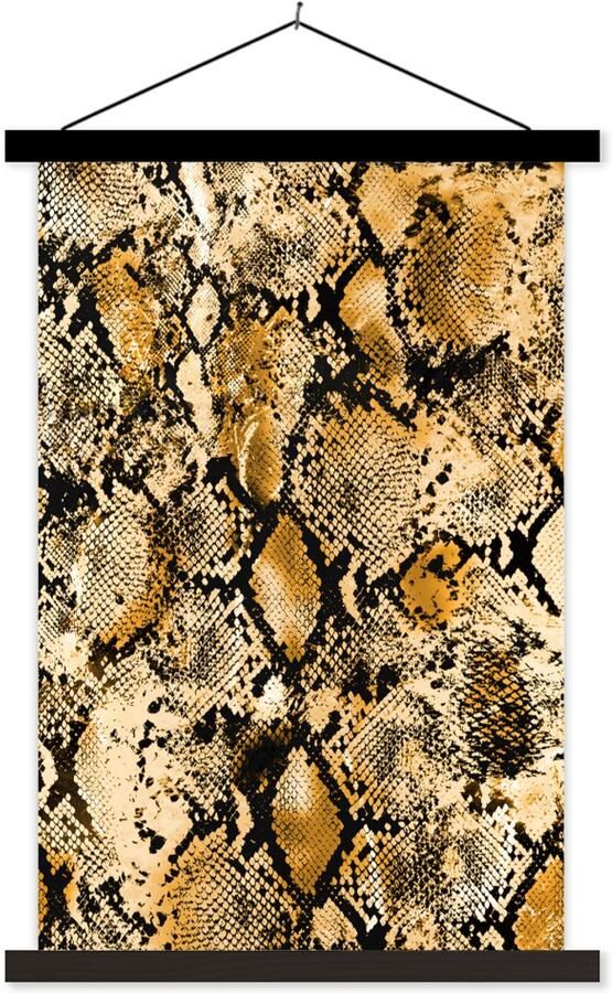 TextilePosters Posterhanger incl. Poster 60x90 cm Schoolplaat Dierenhuid Slang Goud Textielposter Zwarte latten