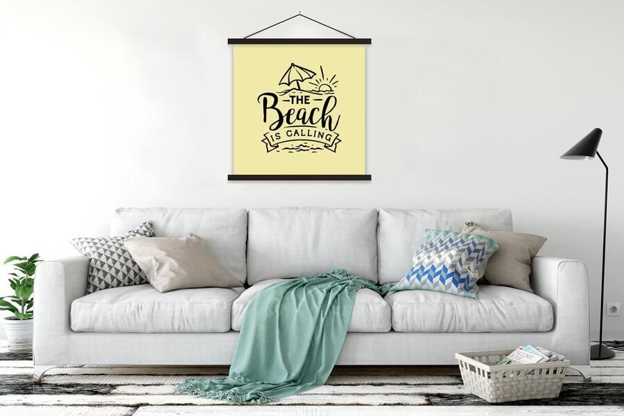 TextilePosters Posterhanger incl. Poster 90x90 cm Schoolplaat Strand Parasol Quotes Textielposter Zwarte latten - Foto 2
